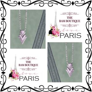 CZ/Sterling Silver Chevron Pendant Necklace